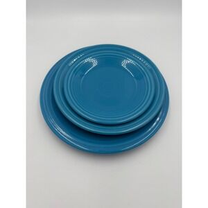 Fiesta Turquoise Blue Plate Set 3 Piece Dinner Luncheon Salad Homer Laughlin USA